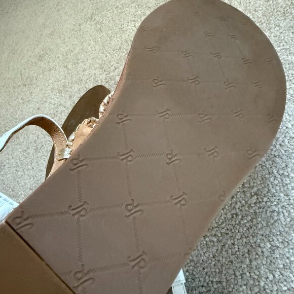 Jack Rogers Walsh Leather T-Strap Slingback Sandals, White & Gold, Size 10 - Picture 8 of 8